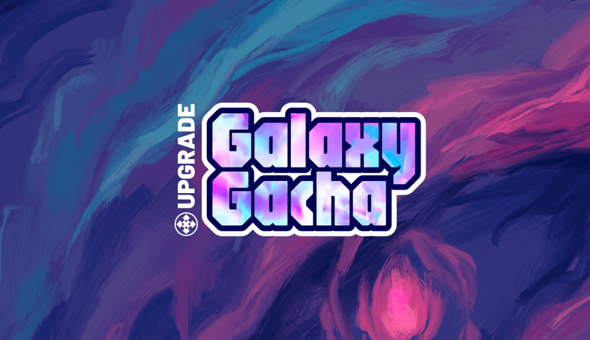 Logo of the game set against a swirly, purple background depicting a galaxy in the sky.